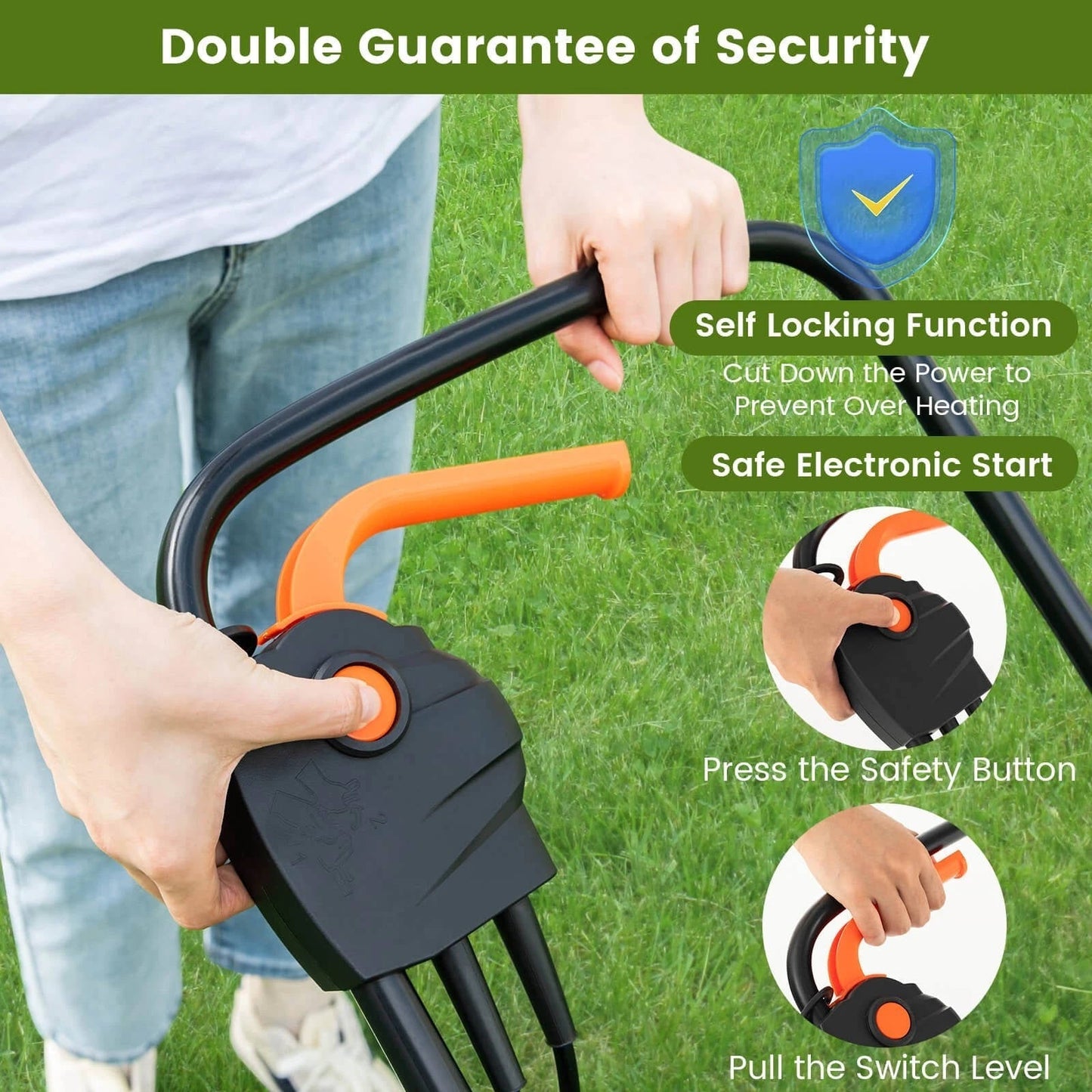 Corded Electric Lawn Mower 2 in 1 Walk Behind Push Mower with Bag for Garden