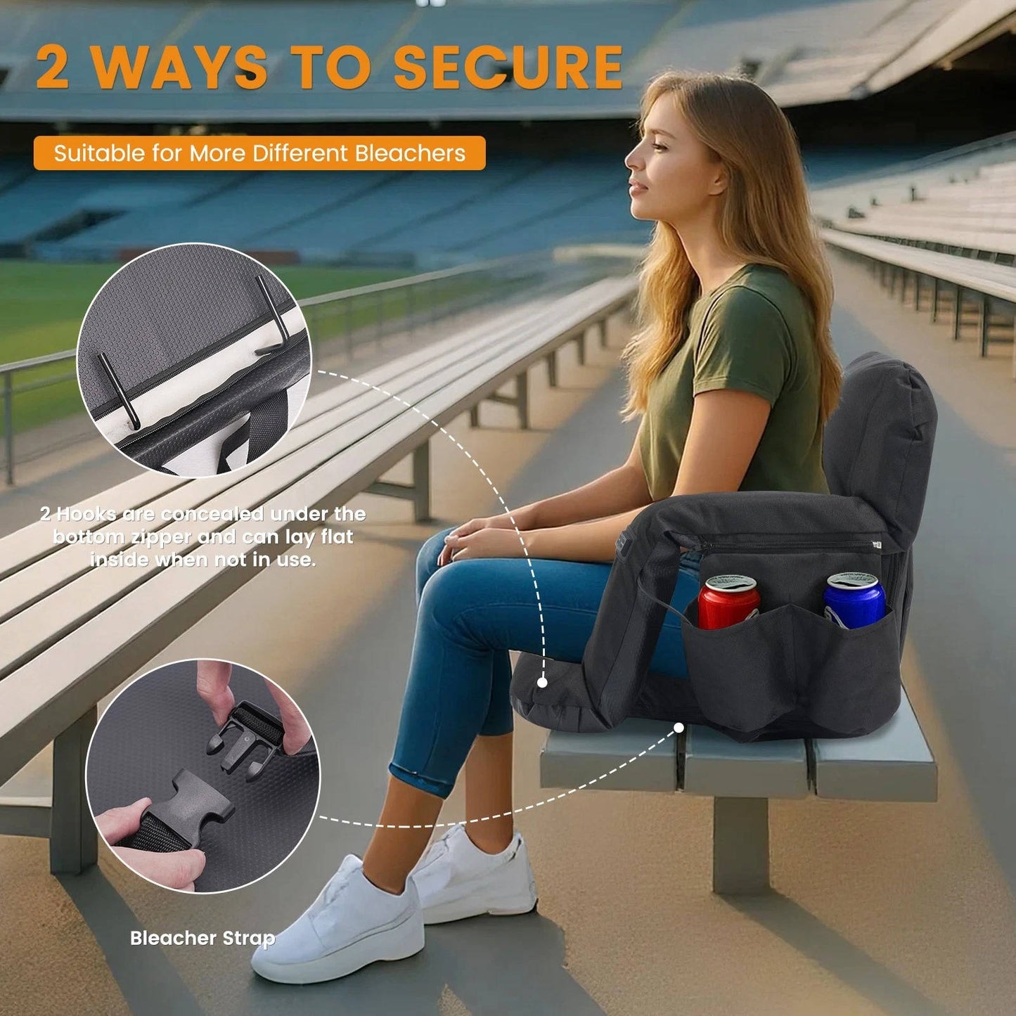 Heated Stadium Seat with Back Support