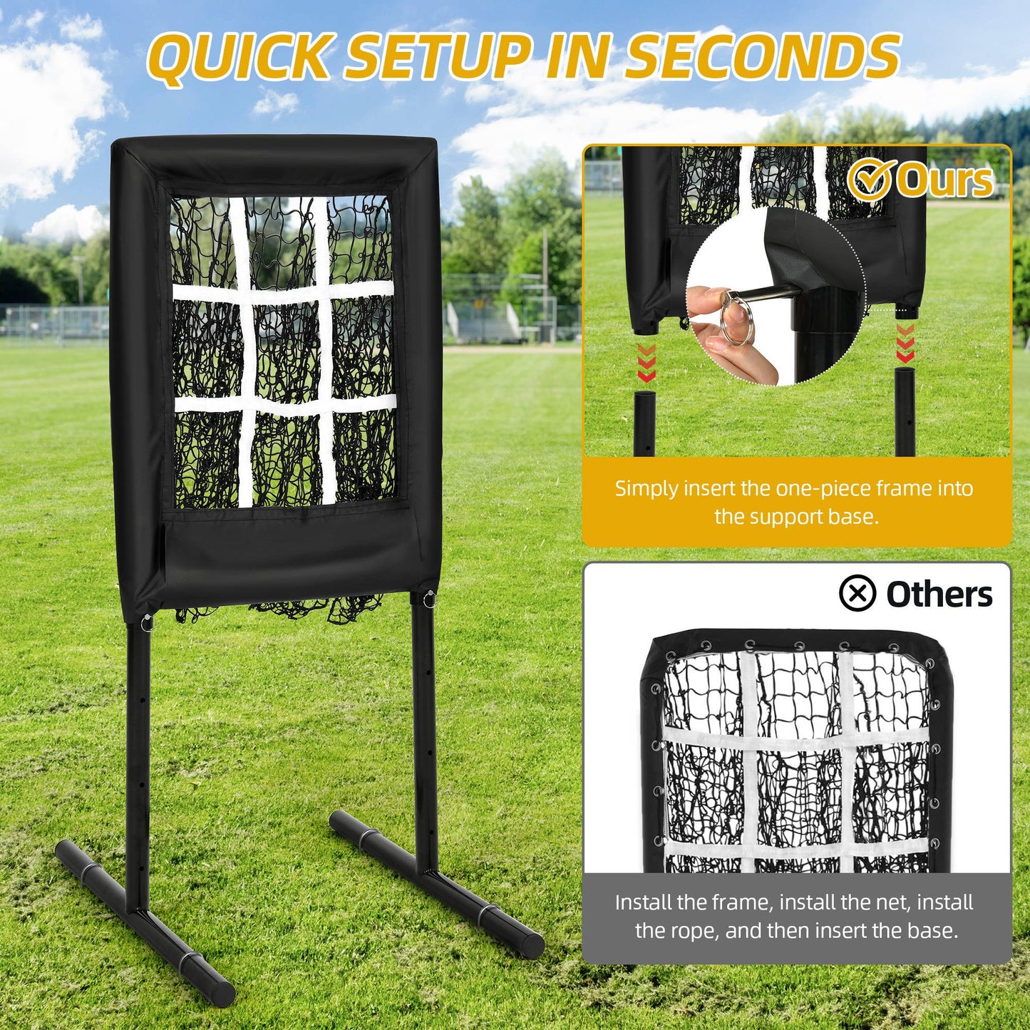 9 Hole Portable Baseball Pitching Net With Strike Zone