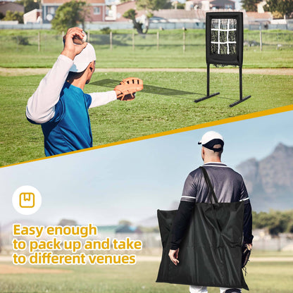 9 Hole Portable Baseball Pitching Net With Strike Zone