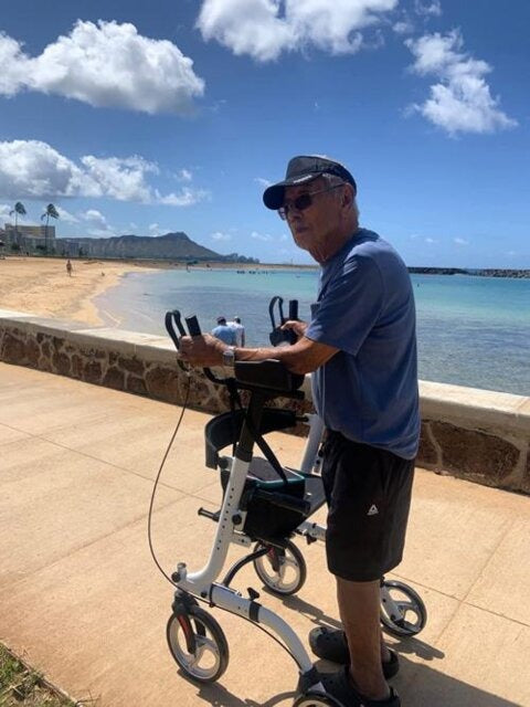 Senior safety stand up rollator walker with armrests
