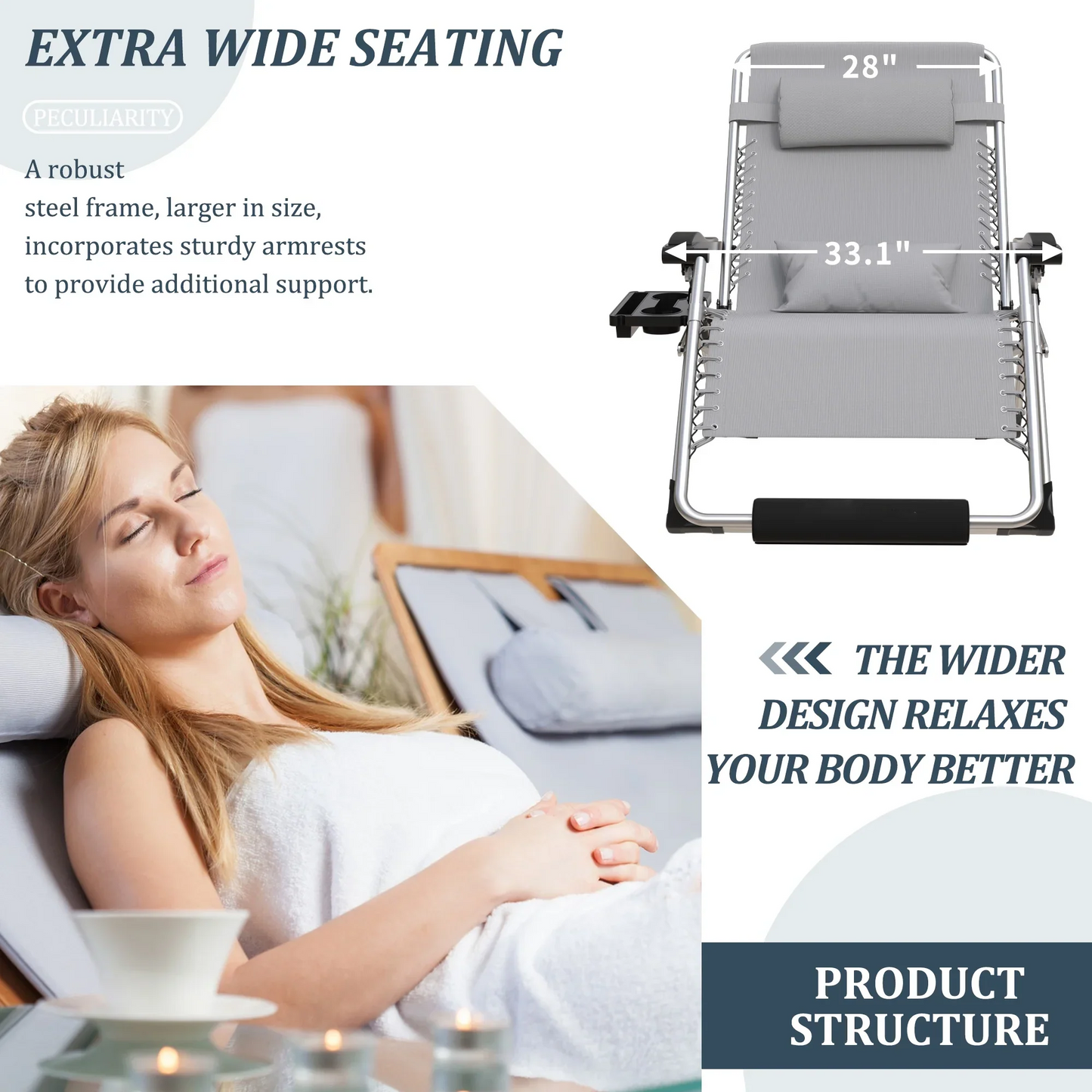 Portable Folding Lounge Chair – Heavy-Duty Outdoor Recliner with 500LB Capacity | Ventayo