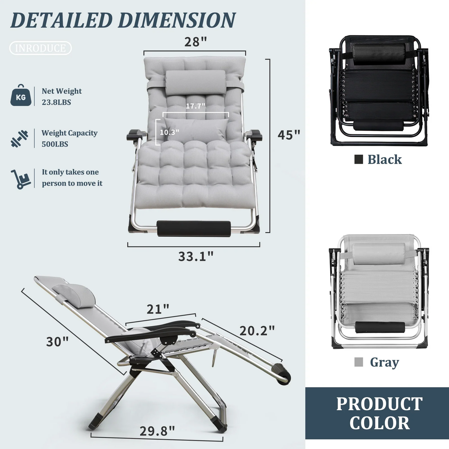 Big & Tall Outdoor Recliner – Oversized 500LB Folding Patio Lounge Chair | Ventayo