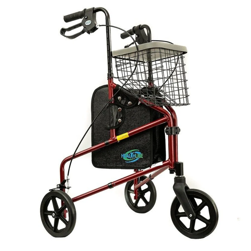 Lightweight 3 wheel Rollator mobility walker with basket