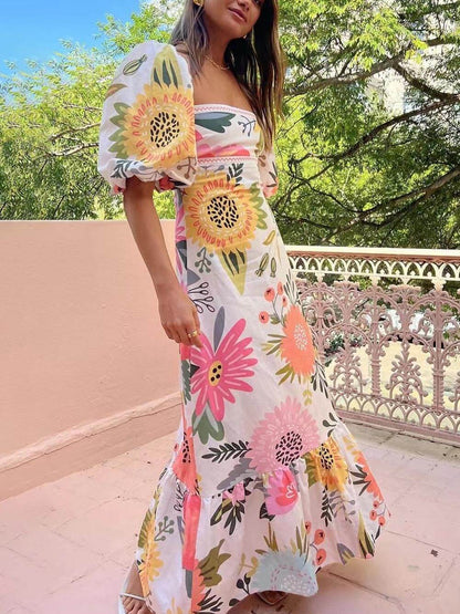 Iris - Flower Maxi Dress For Women