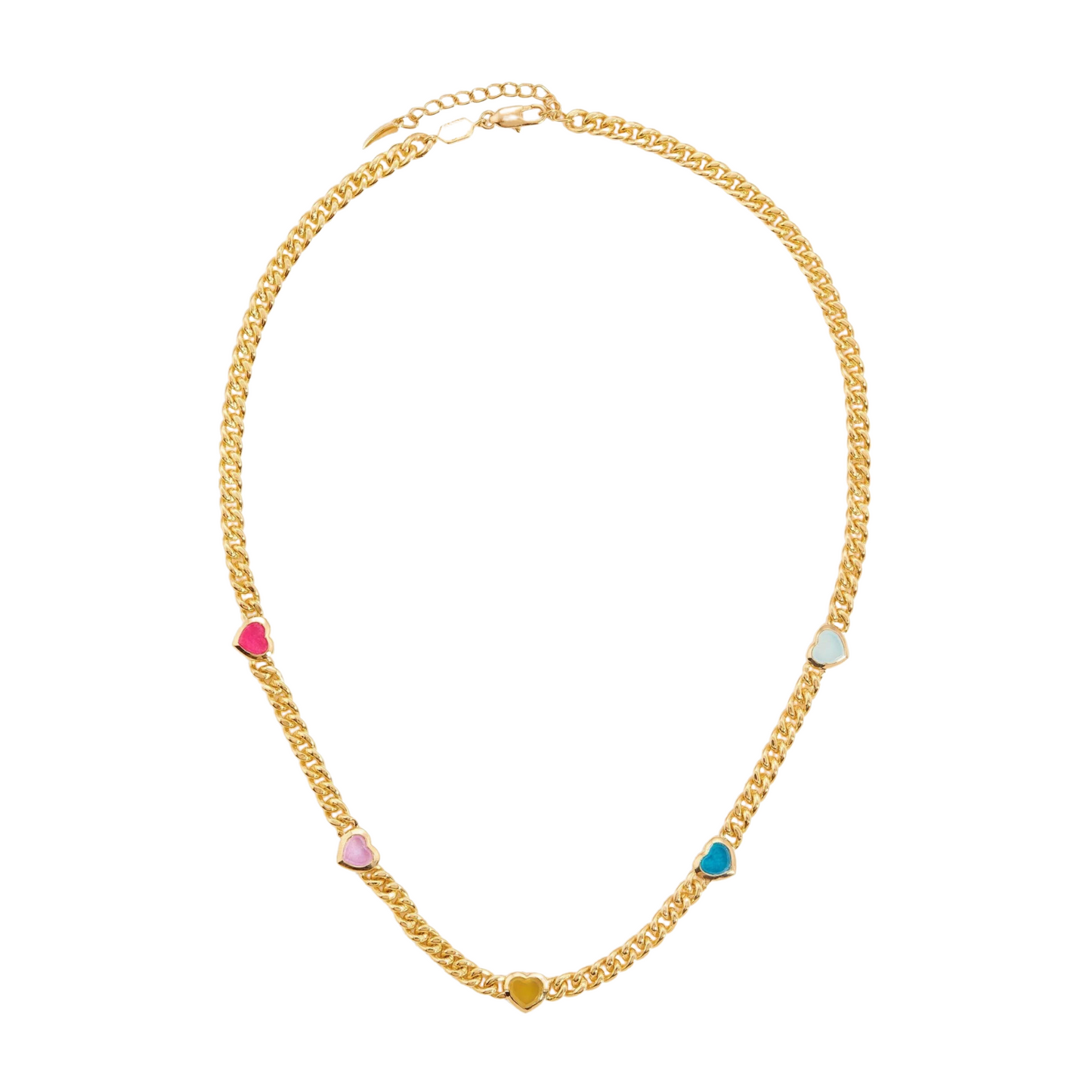 Clytia Love Jelly Heart Gemstone Charm Necklace,18k Gold Plated, Multicolor Quartz Gemstones