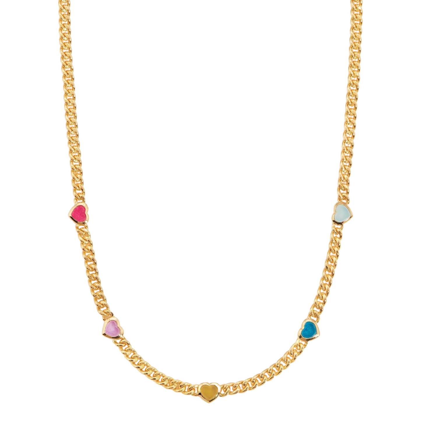 Clytia Love Jelly Heart Gemstone Charm Necklace,18k Gold Plated, Multicolor Quartz Gemstones