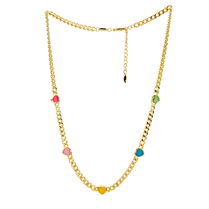 Clytia Love Jelly Heart Gemstone Charm Necklace,18k Gold Plated, Multicolor Quartz Gemstones