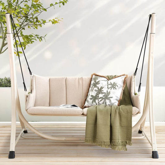 Lunara Beige 2-Seater Outdoor Swing with Soft Cushioning | Ventayo