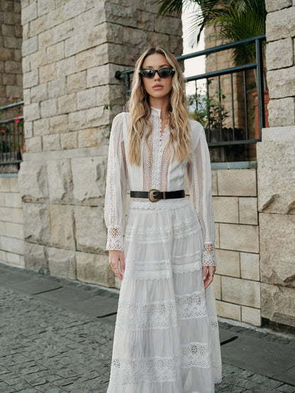Lace Trim Tiered Skirt Set