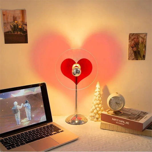 Luz Proyectora LED en Forma de Corazón de Amor | Luz Ambiental LED Arcoíris Romántica Luz Nocturna