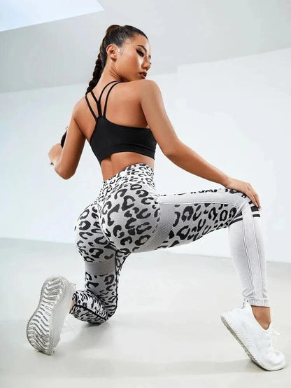 Leopard Seamless Yoga Pants High Waist Lifting Hip Honey Peach Hip Fitness Leggings
