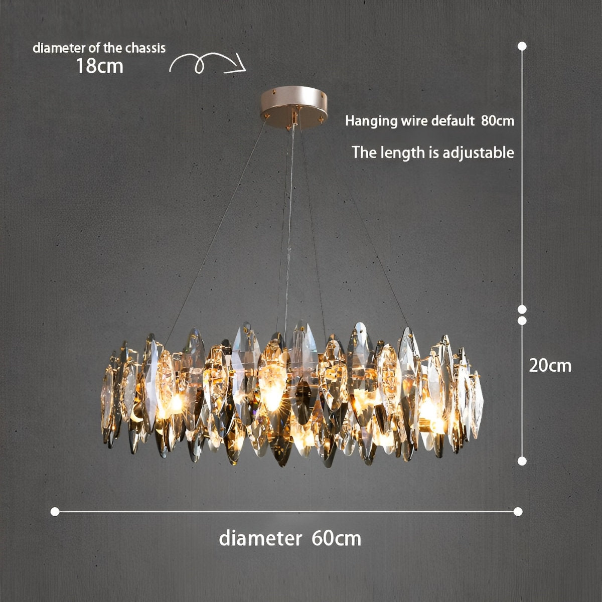 Lúxus LED lýsing Kristal ljóskrona