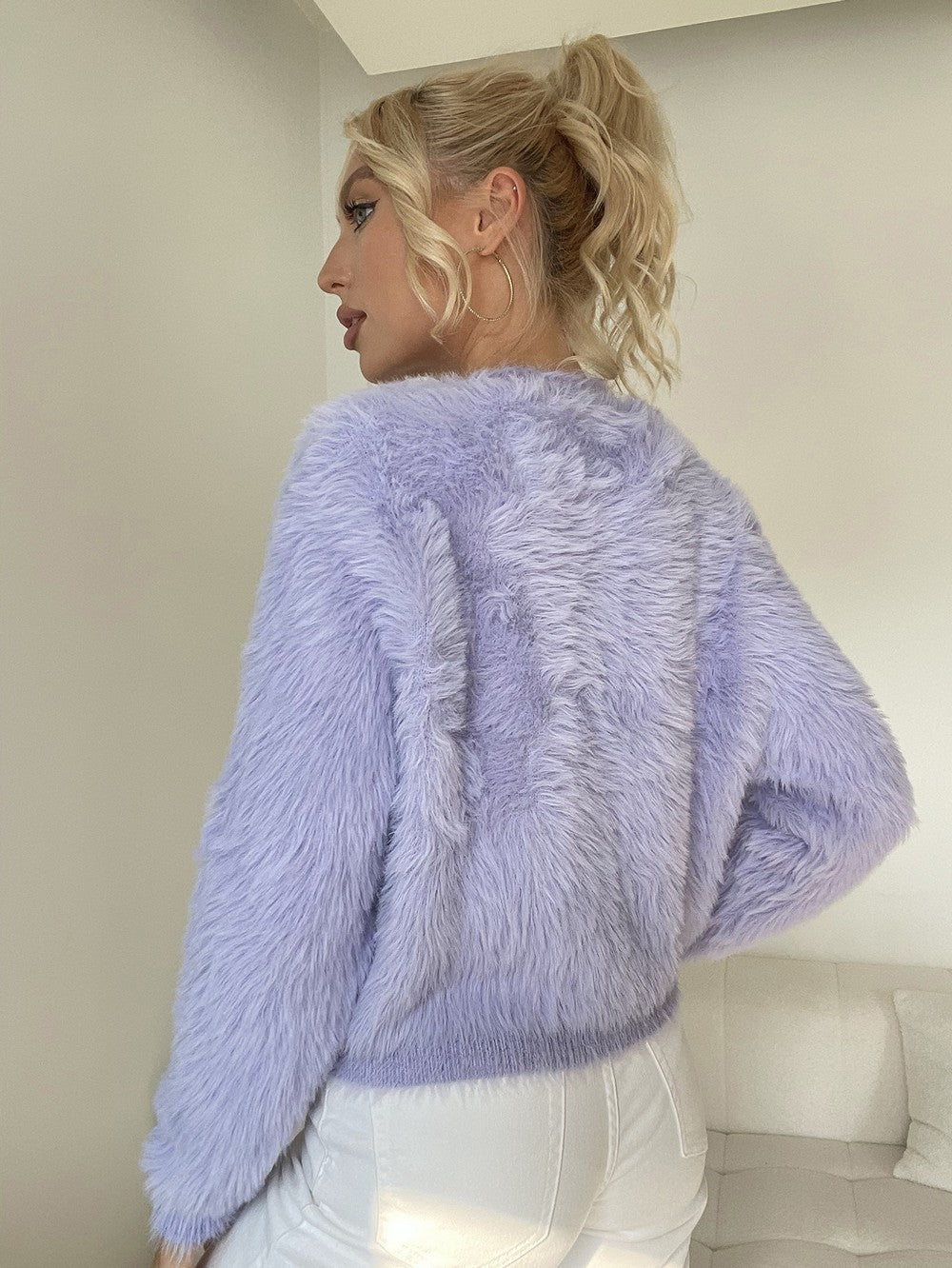 Marissa  - Fluffy Button-Up Cardigan For Women