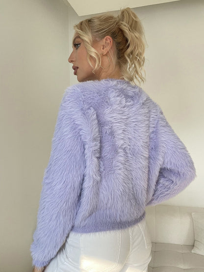 Marissa  - Fluffy Button-Up Cardigan For Women