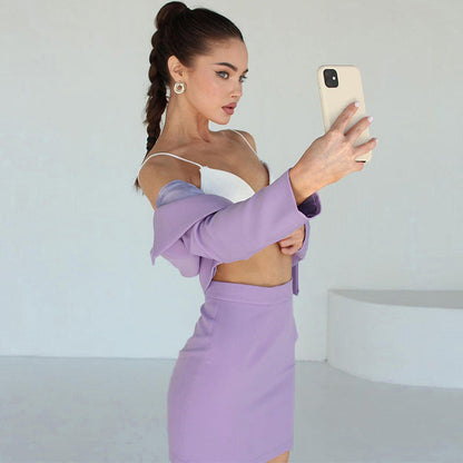 Marlene - Cropped Blazer and Skirt Set For Women