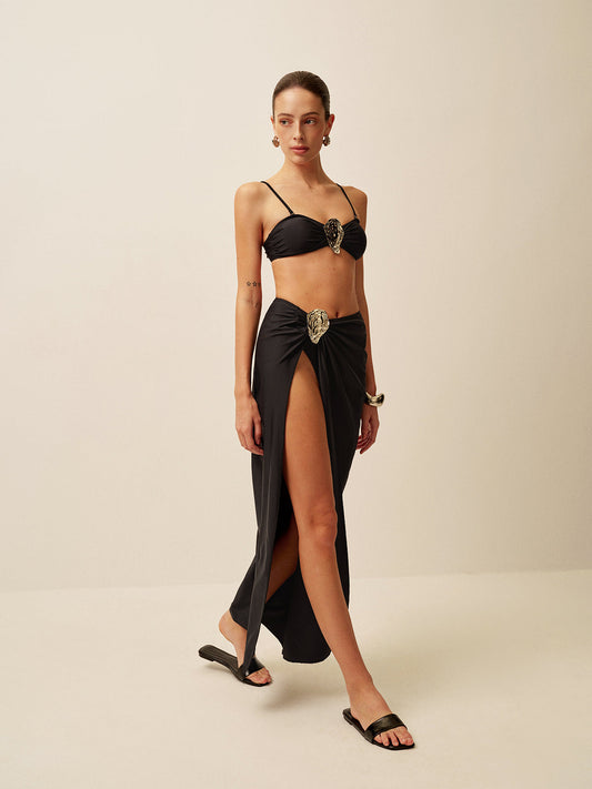 Metal Accent Twist Sarong Skirt