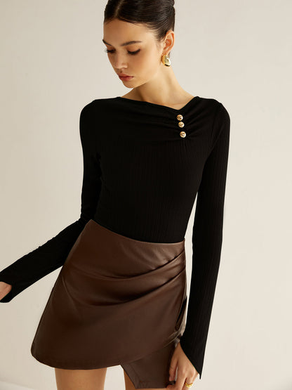 Metal Detail Pleated Blouse
