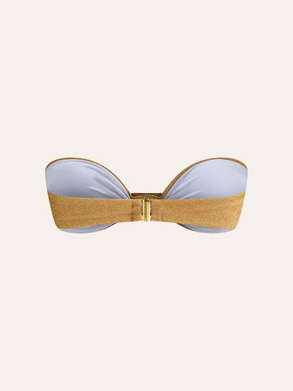 Metallic Bow Bandeau Bikini Top
