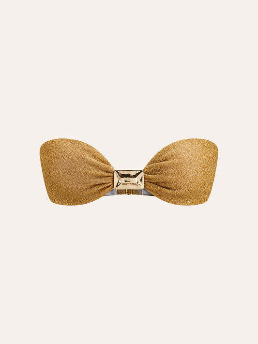 Metallic Bow Bandeau Bikini Top
