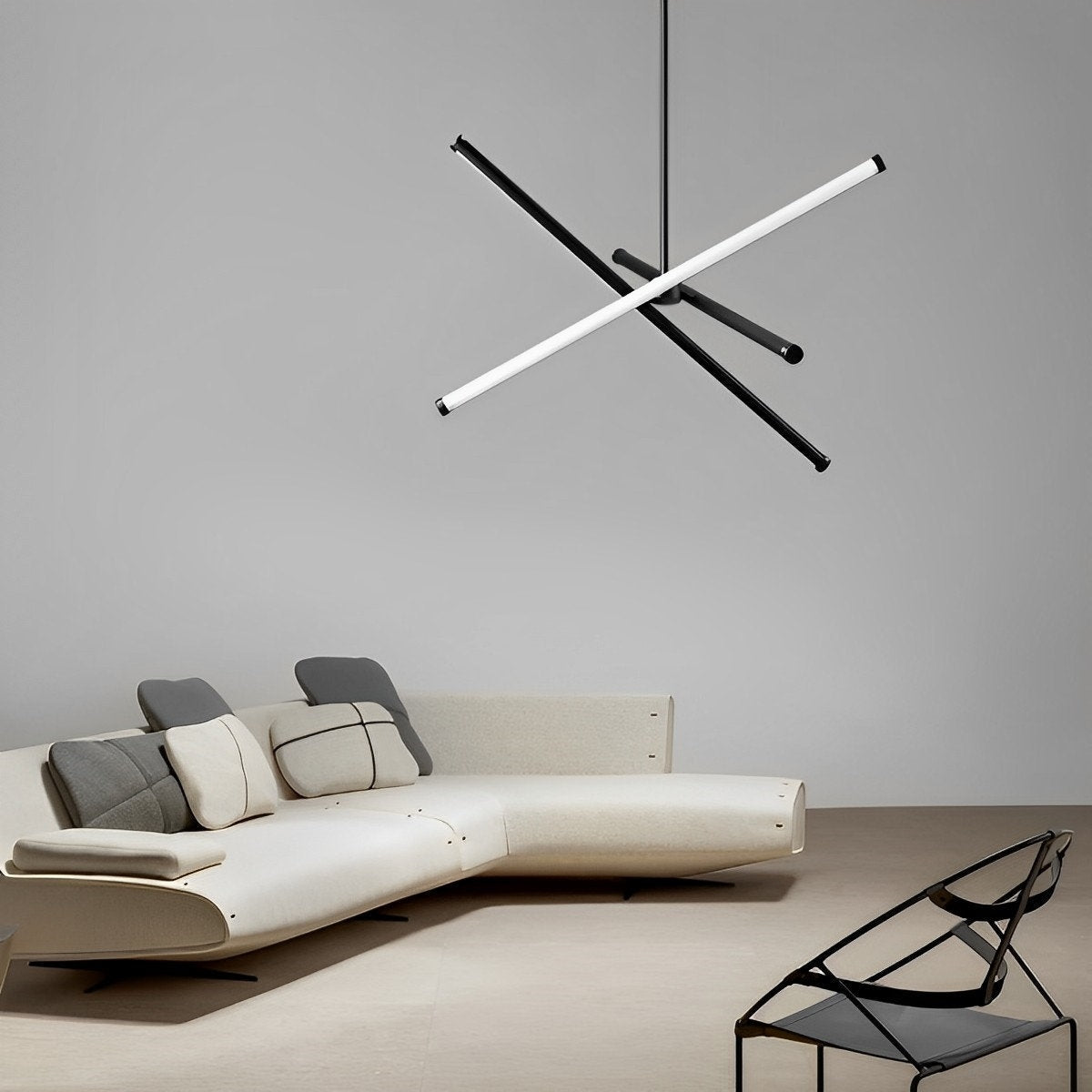 Lustre moderne plafonnier noir et blanc pour salon