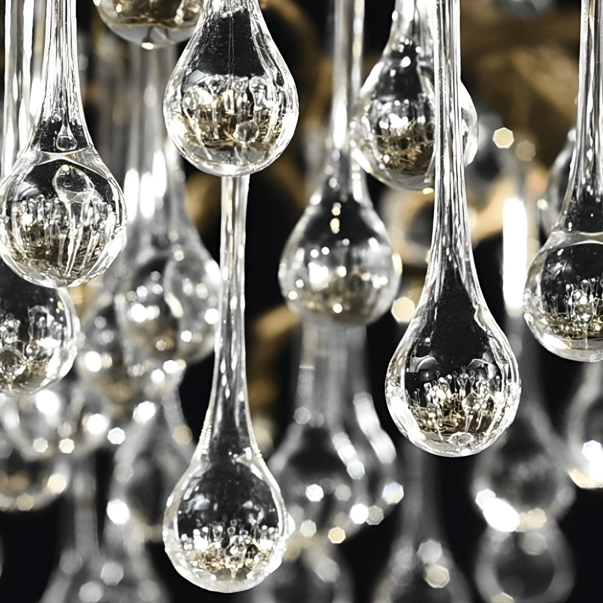 Lustre cascade en forme de goutte d'eau avec branche d'arbre en or moderne de luxe