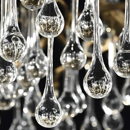 Lustre cascade en forme de goutte d'eau avec branche d'arbre en or moderne de luxe
