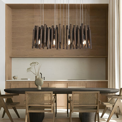 Modern Minimalist Wood Firewood Stick Chandelier Light