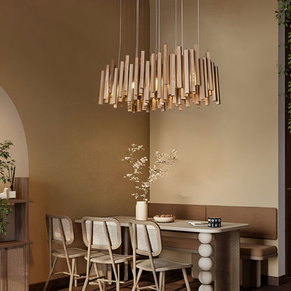 Modern Minimalist Wood Firewood Stick Chandelier Light
