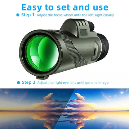 Portable HD Monocular Telescope – 40x60 Zoom with Tripod & Phone Mount