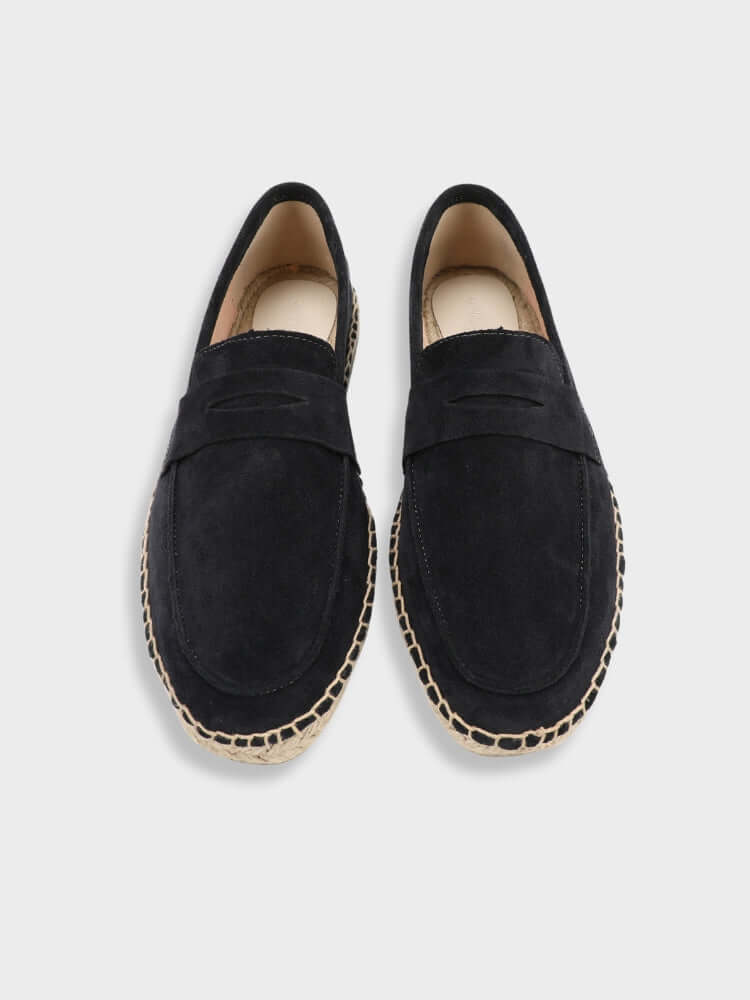 SAINT-TROPEZ Loafers – Men’s Chestnut Suede Espadrille Loafers with Jute Sole