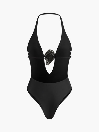 Plunge Halter One-Piece Swimsuit