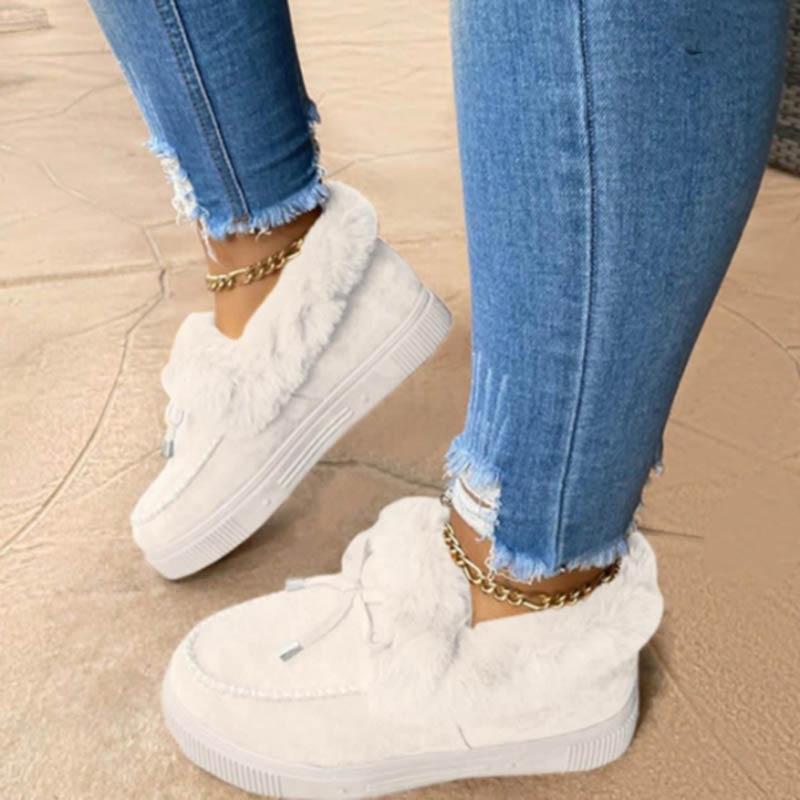 Floriana Damen Schnee Kunstpelz Plateau Schlupf-Loafer Stiefel
