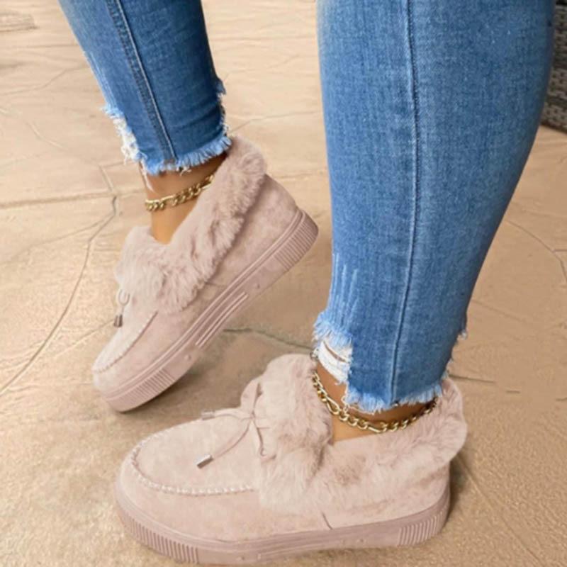 Floriana Damen Schnee Kunstpelz Plateau Schlupf-Loafer Stiefel