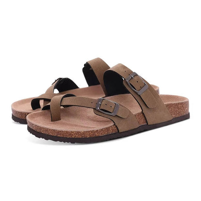 Cork Footbed Sandals With Double Buckle Straps