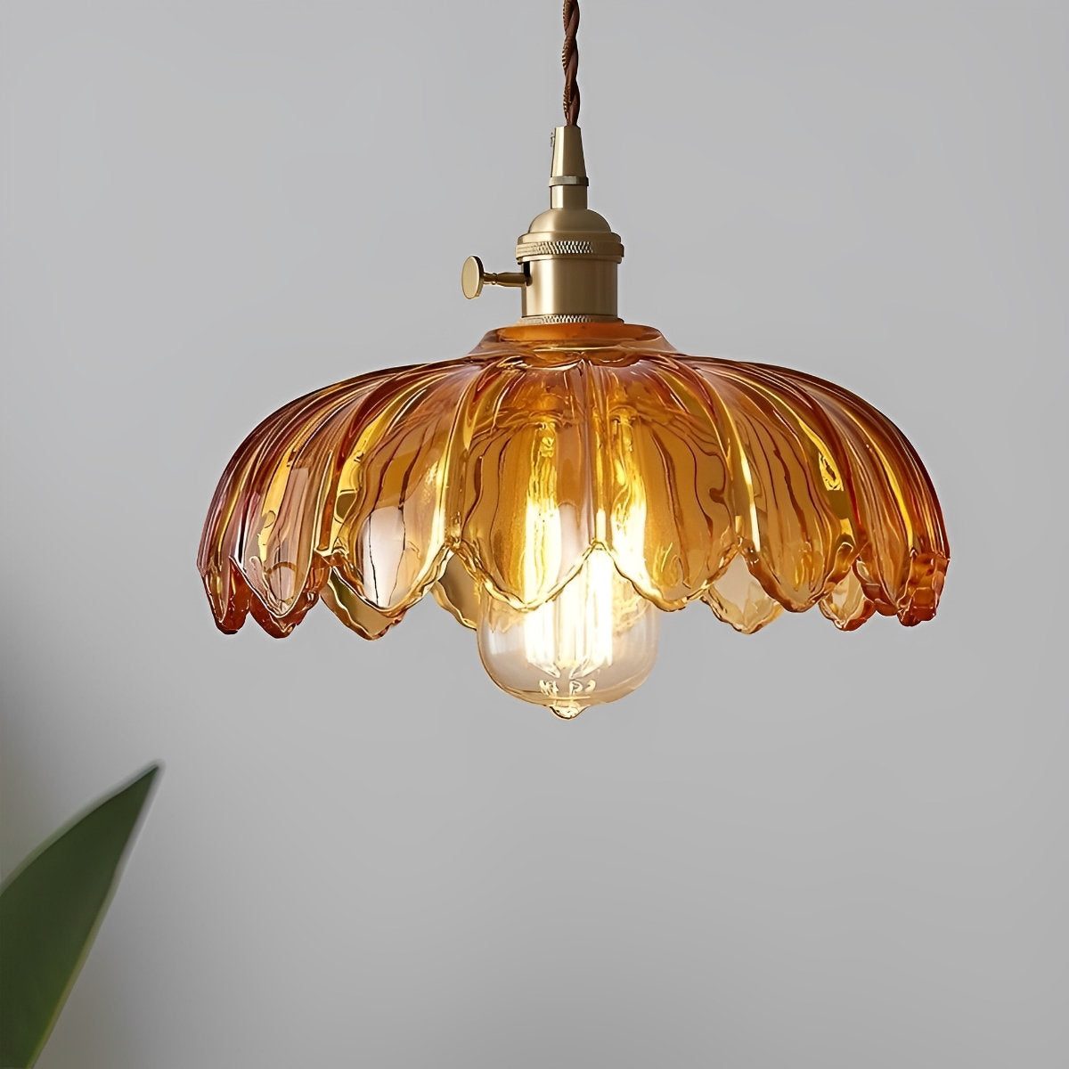 Retro Flower Glass Brass Kitchen Pendant Lighting Chandelier Hanging Lamp