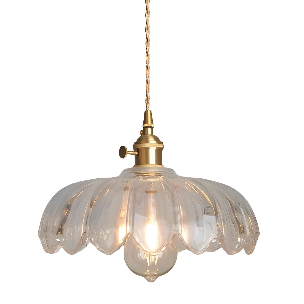 Retro Flower Glass Brass Kitchen Pendant Lighting Chandelier Hanging Lamp