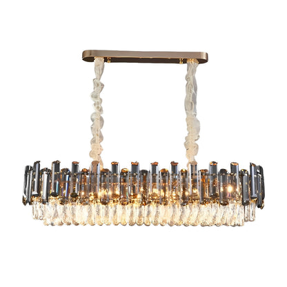 Lustre moderne en métal à électrodéposition cristal multicouche ovale rond