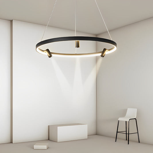Lustre suspendu créatif à LED en forme d'anneau rond