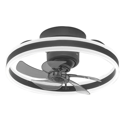 Ventilateur de plafond moderne rond à intensité variable sans paliers LED rotatif à 360 degrés