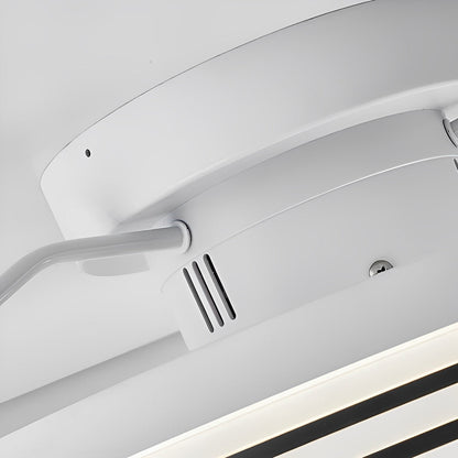 Ventilateur de plafond moderne rond à intensité variable sans paliers LED rotatif à 360 degrés