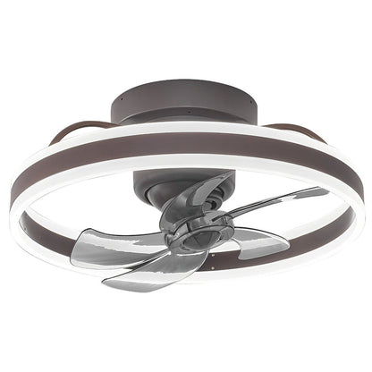 Ventilateur de plafond moderne rond à intensité variable sans paliers LED rotatif à 360 degrés