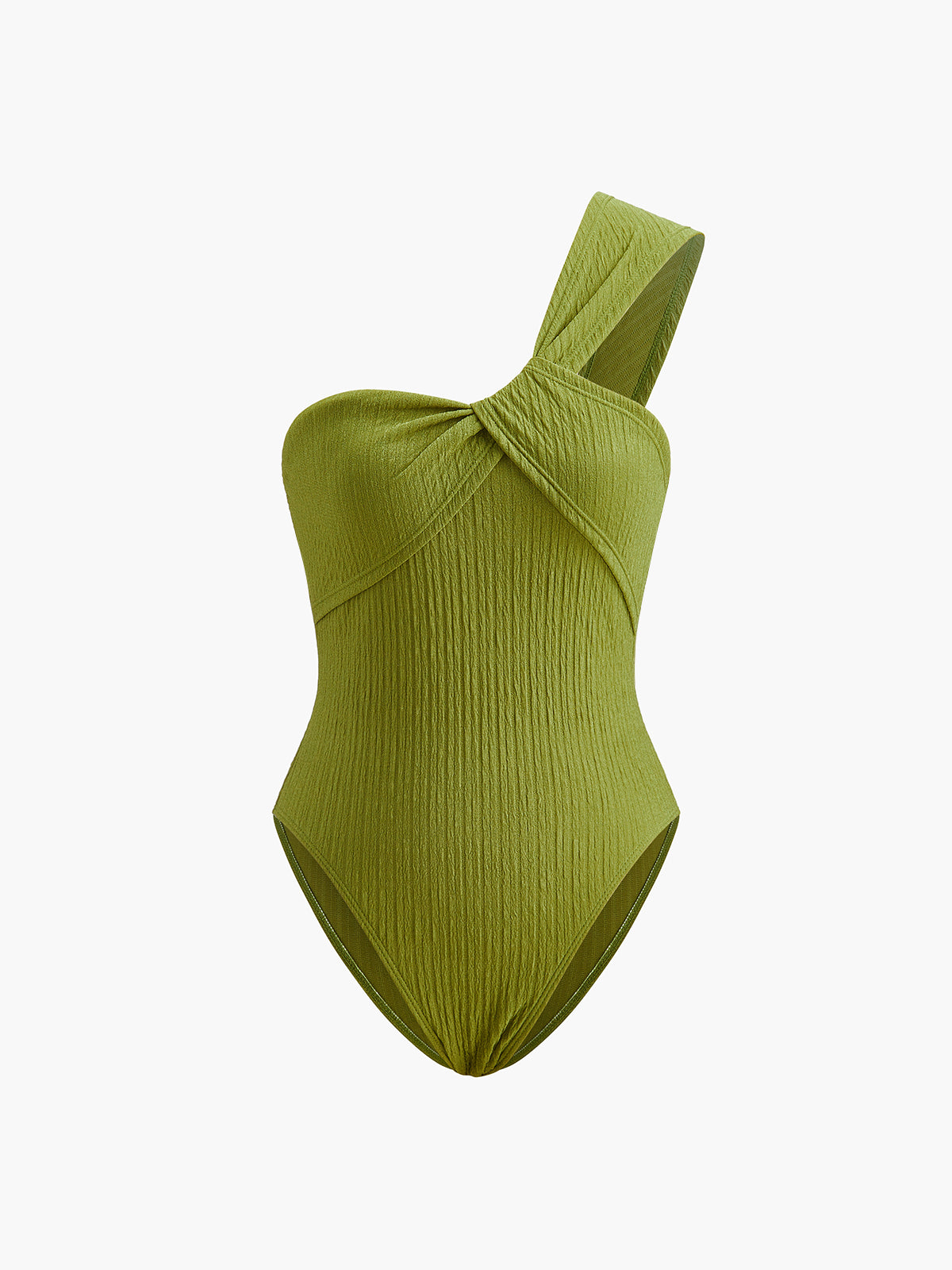 Maillot de bain asymétrique froncé avec torsade