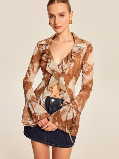 Ruffled Bell Sleeve Blouse