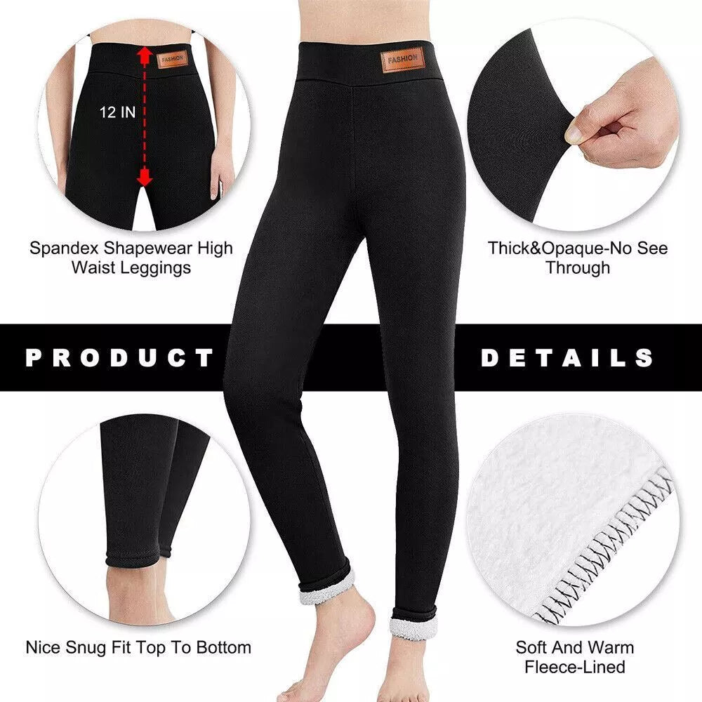 Damen Winter Warme Sherpa Fleece Gefütterte Leggings – Dicke Kaschmir Thermohose