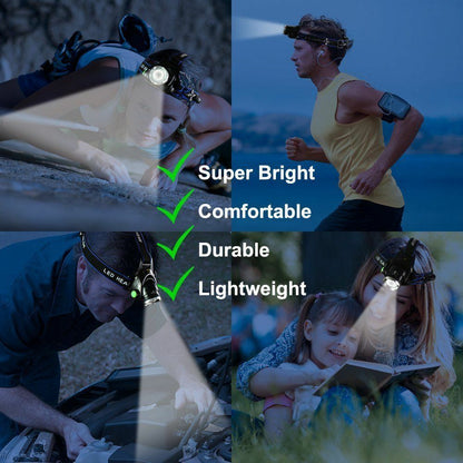 990000LM LED Rechargeable Headlamp – Zoomable Tactical Headlight Flashlight