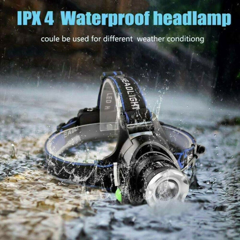 990000LM LED Rechargeable Headlamp – Zoomable Tactical Headlight Flashlight