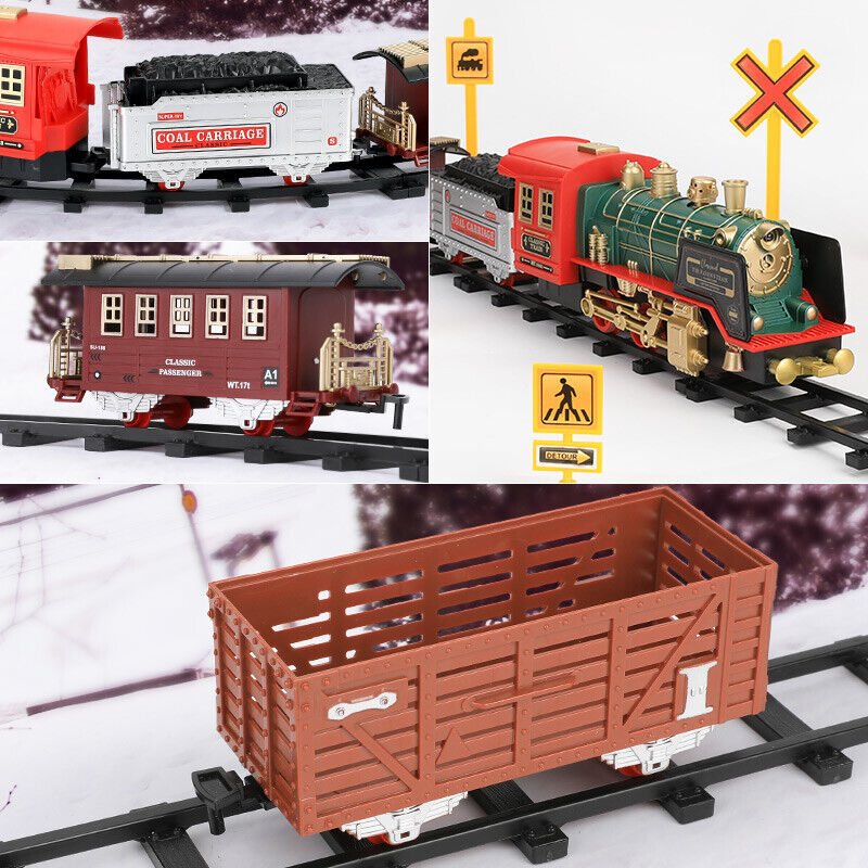 Remote Control Vintage Classic RC Train Toy Set with Real Smoke, Lights, Sound