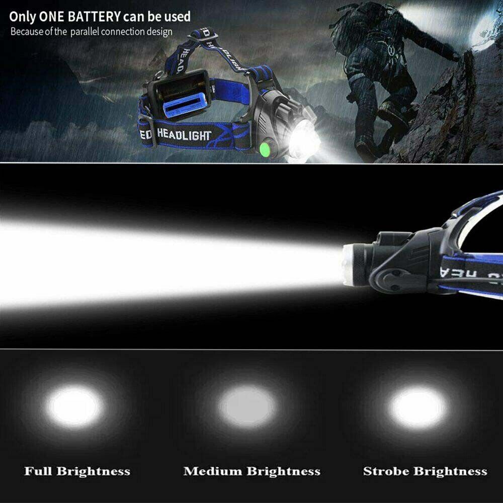990000LM LED Rechargeable Headlamp – Zoomable Tactical Headlight Flashlight