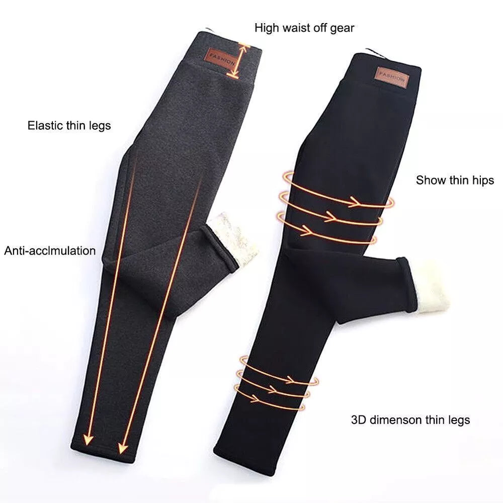 Damen Winter Warme Sherpa Fleece Gefütterte Leggings – Dicke Kaschmir Thermohose